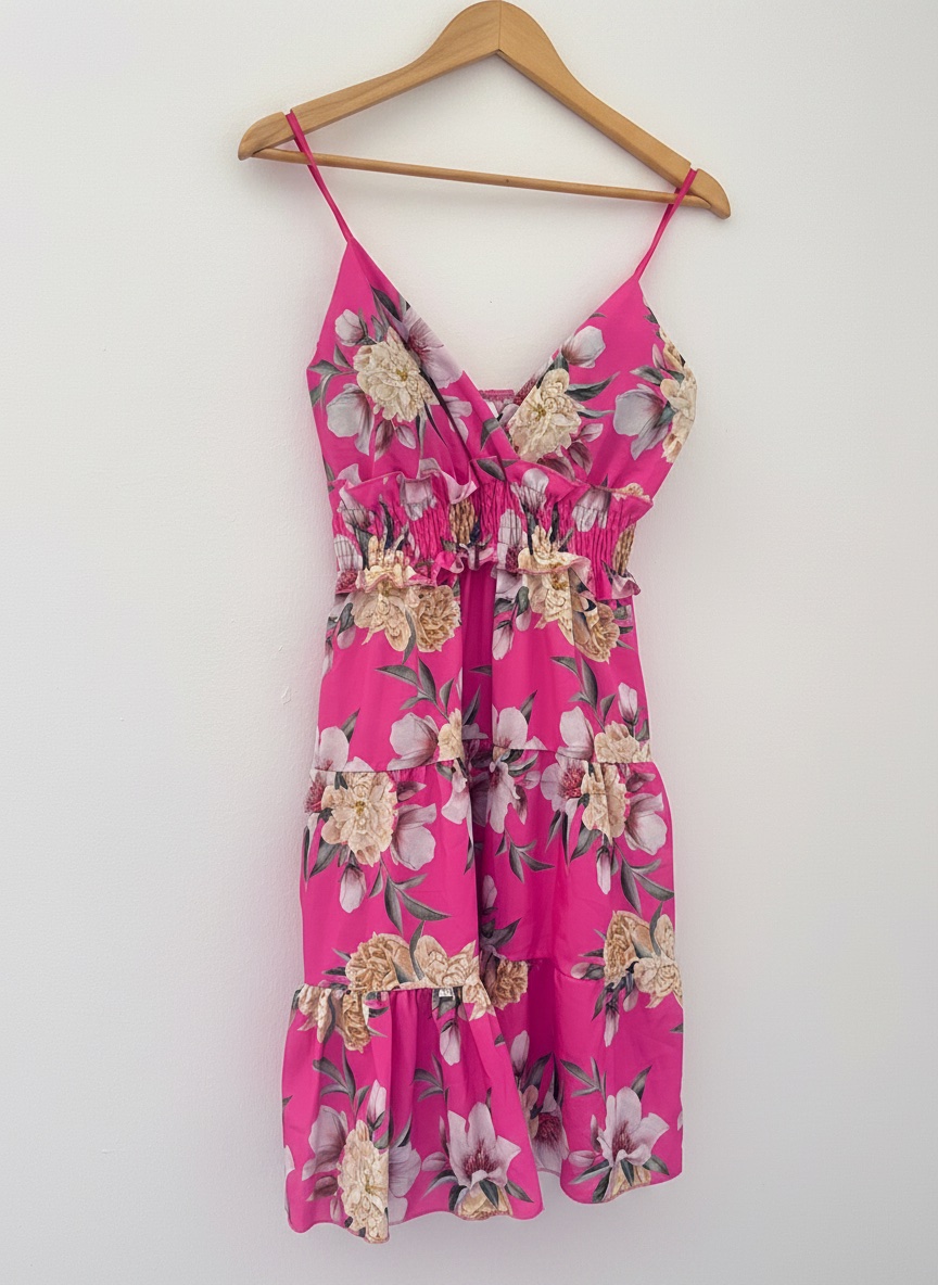 Robe rose fleurie