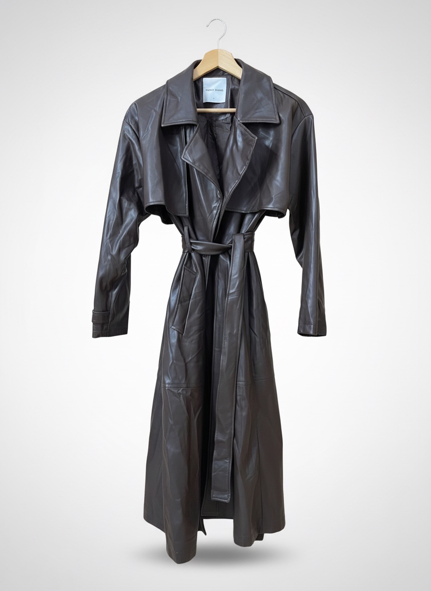 Trench coat similicuir marron 