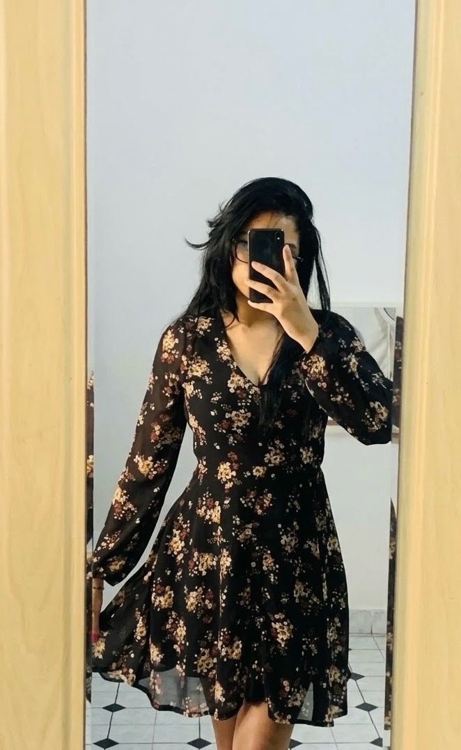 Robe Florale Manches Longues