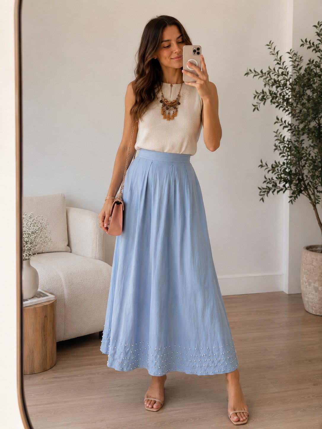 Jupe avec des perles + sac 
