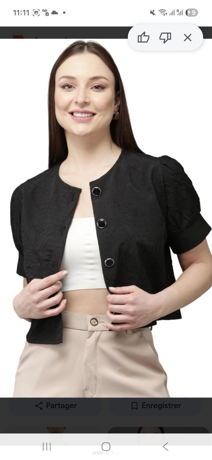 Vest curt en laine avec manche large