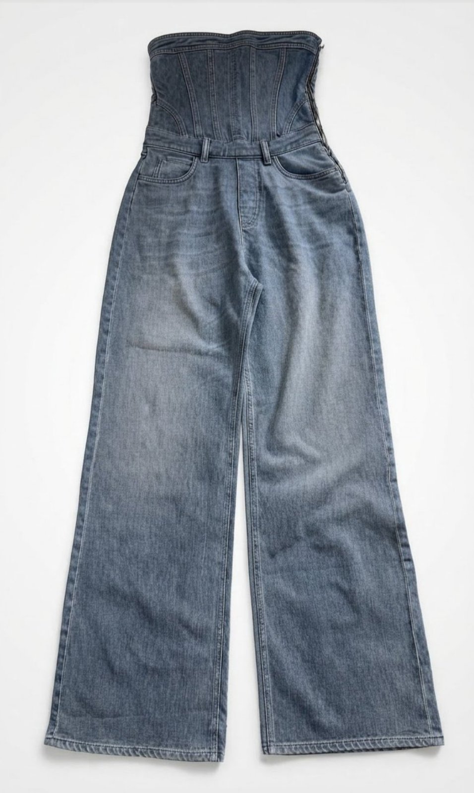 Combinaison en jean taille haute