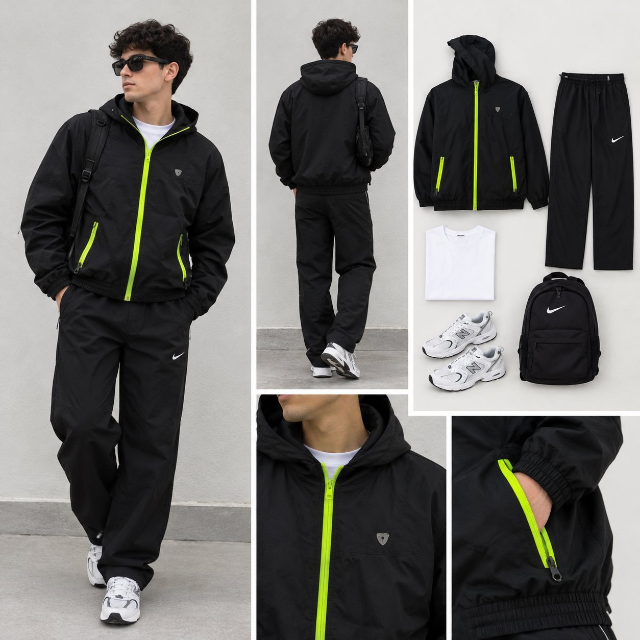 Veste sport noire à capuche 