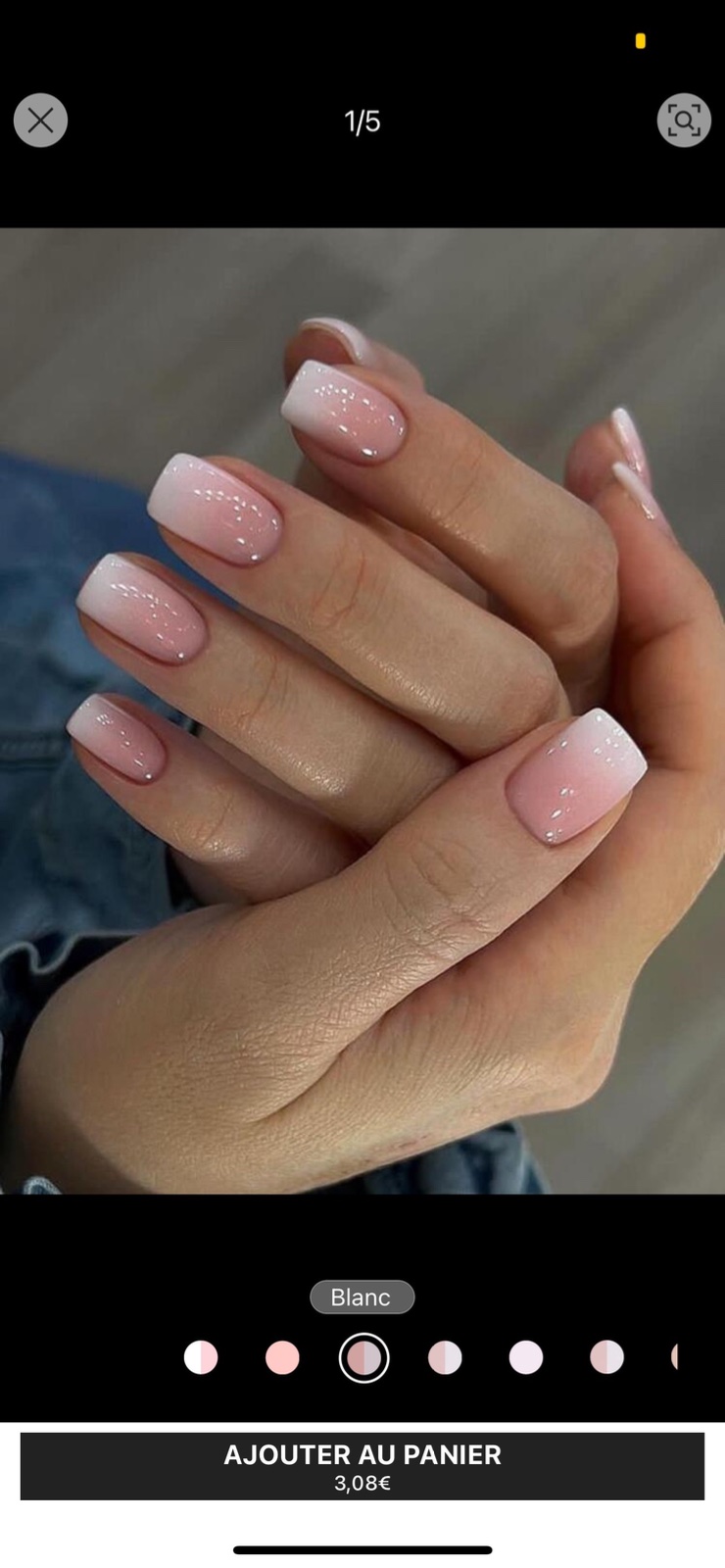14 piéces faux ongles carrés dégradé rose pastel 