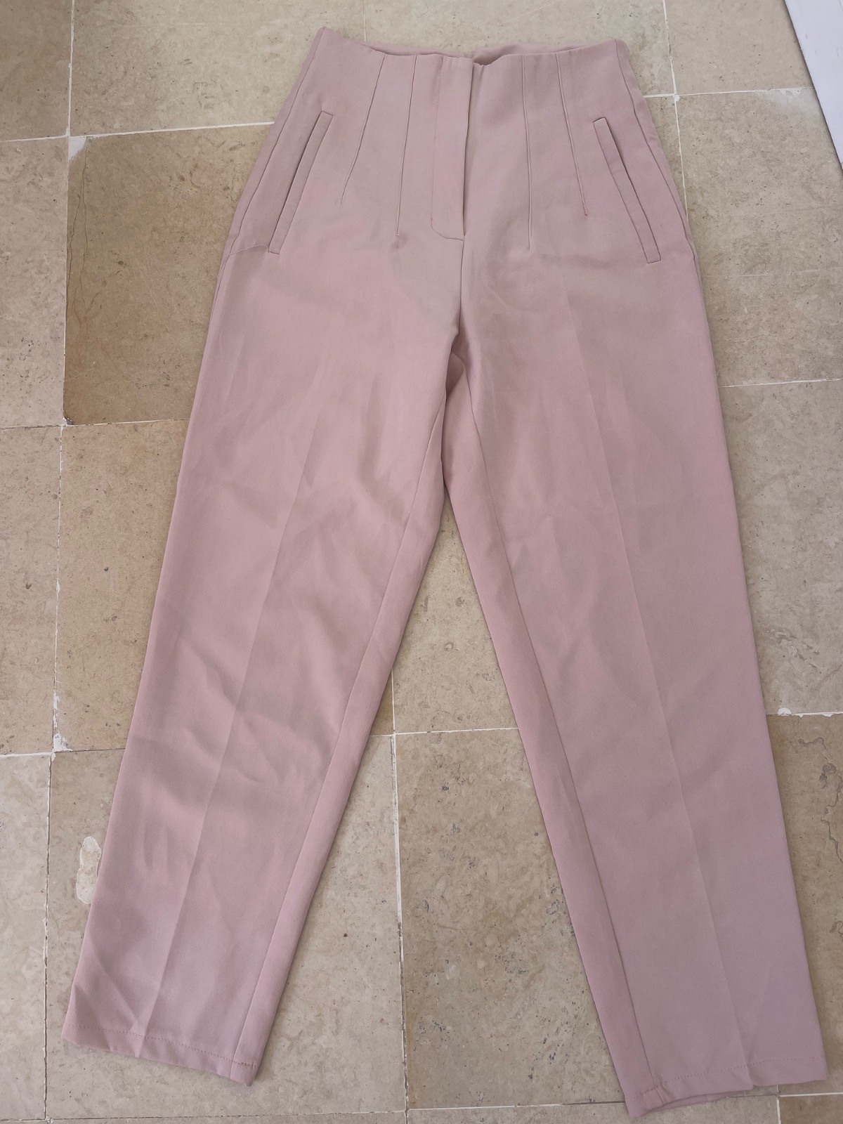 Pantalon coupe zara taille s rose poudre