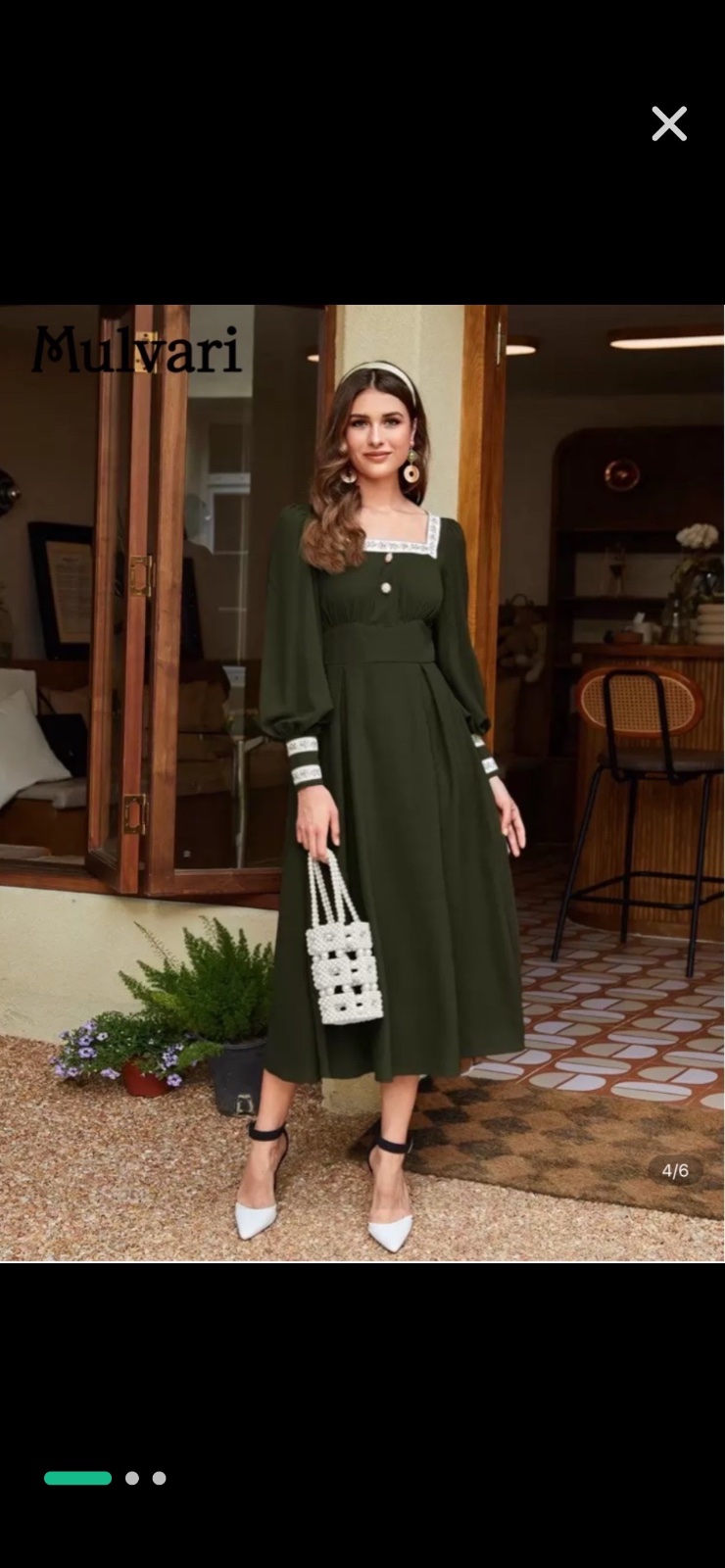 Robe shein vintage style vert militaire 