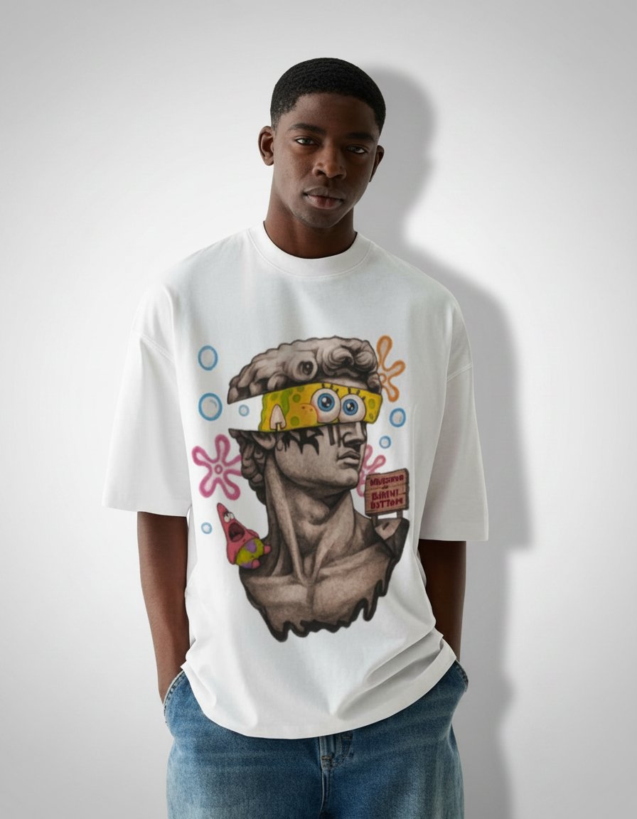 "Bikini Bottom" oversized streetwear white