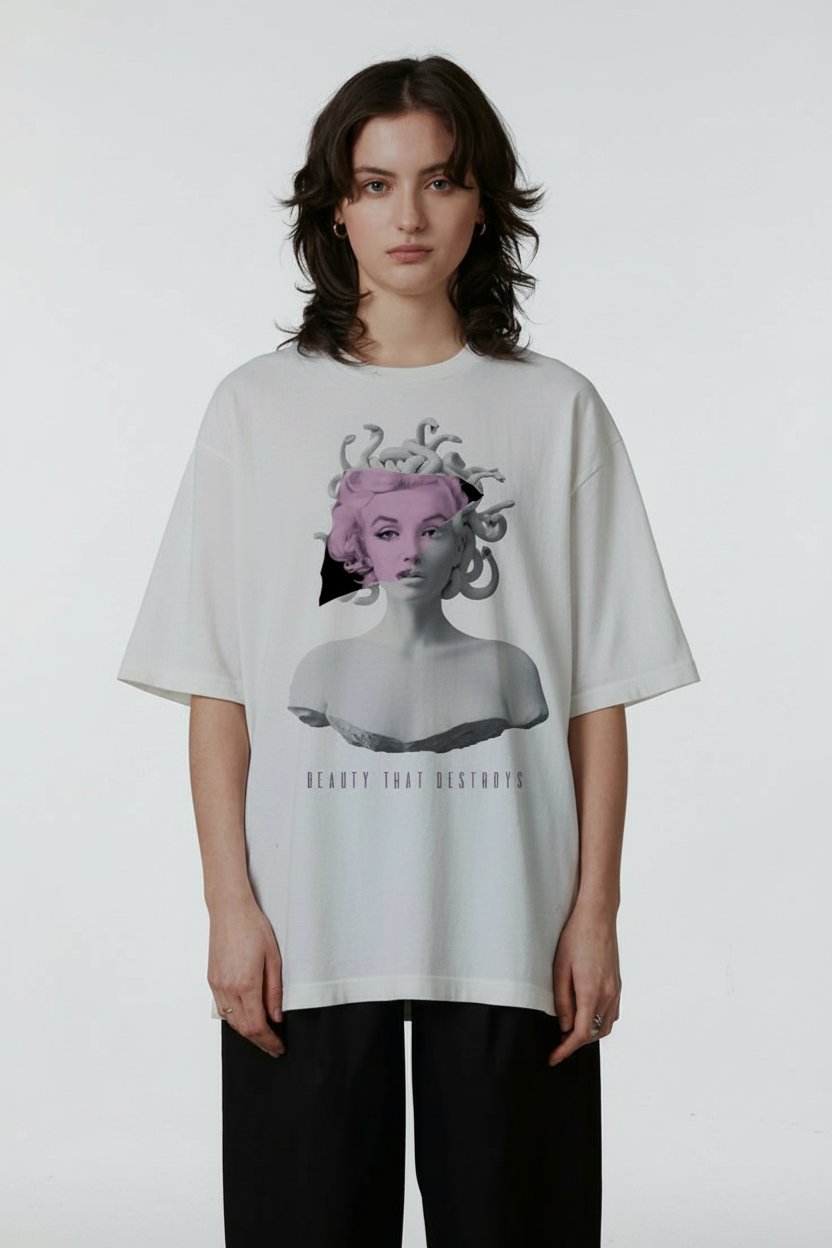 Oversized T-Shirt 'Medusa' - Blanc