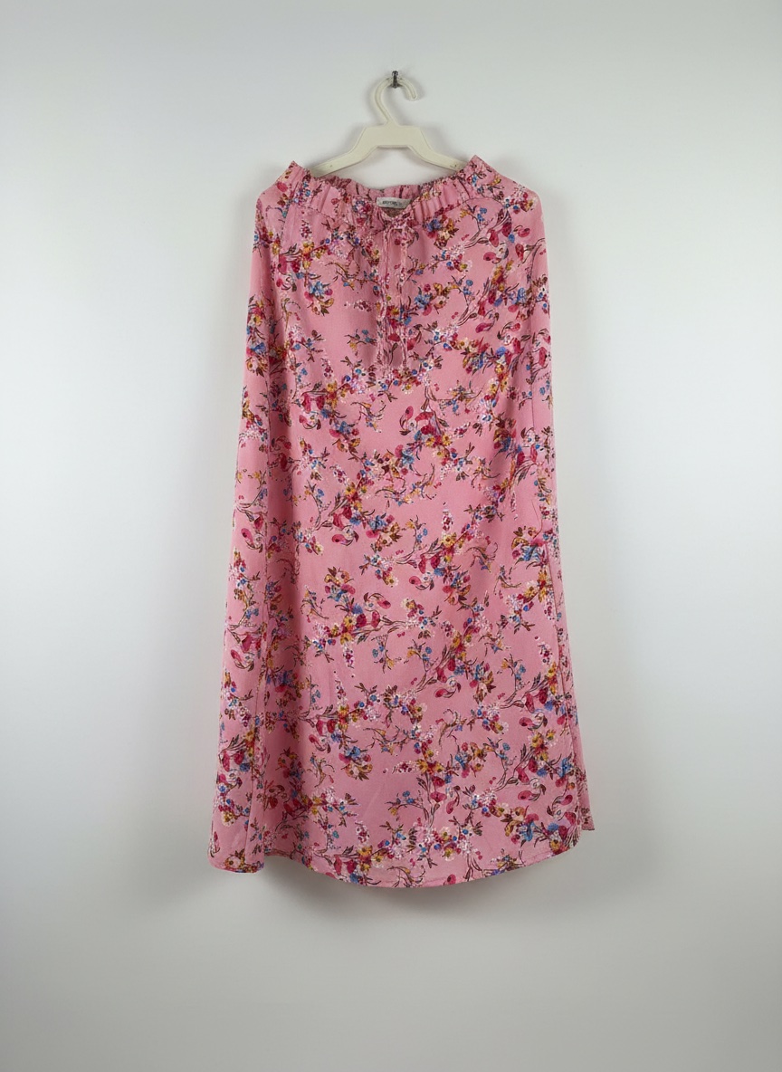Jupe rose fleurie / pink floral maxi skirt