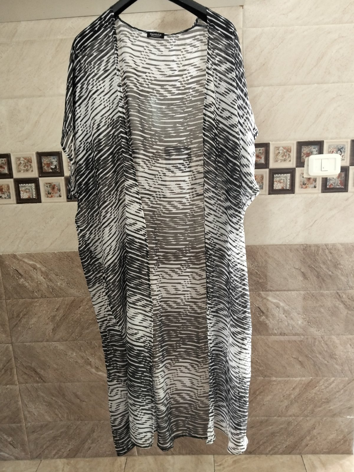 Kimono noir et blanc long 
