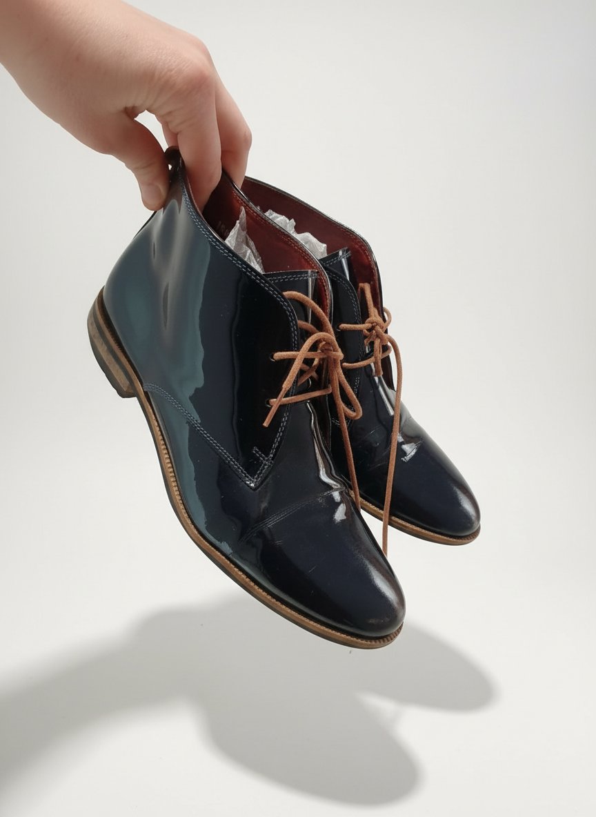 Paire de chaussures en bleu marine vernis 