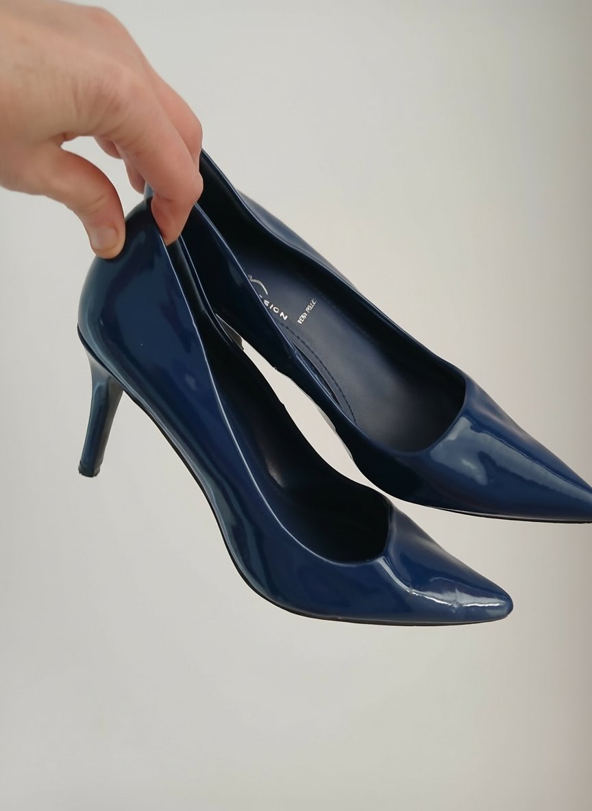 Escarpin en bleu vernis 