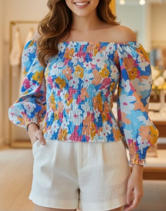 Pull féminin à imprimé floral multicolore