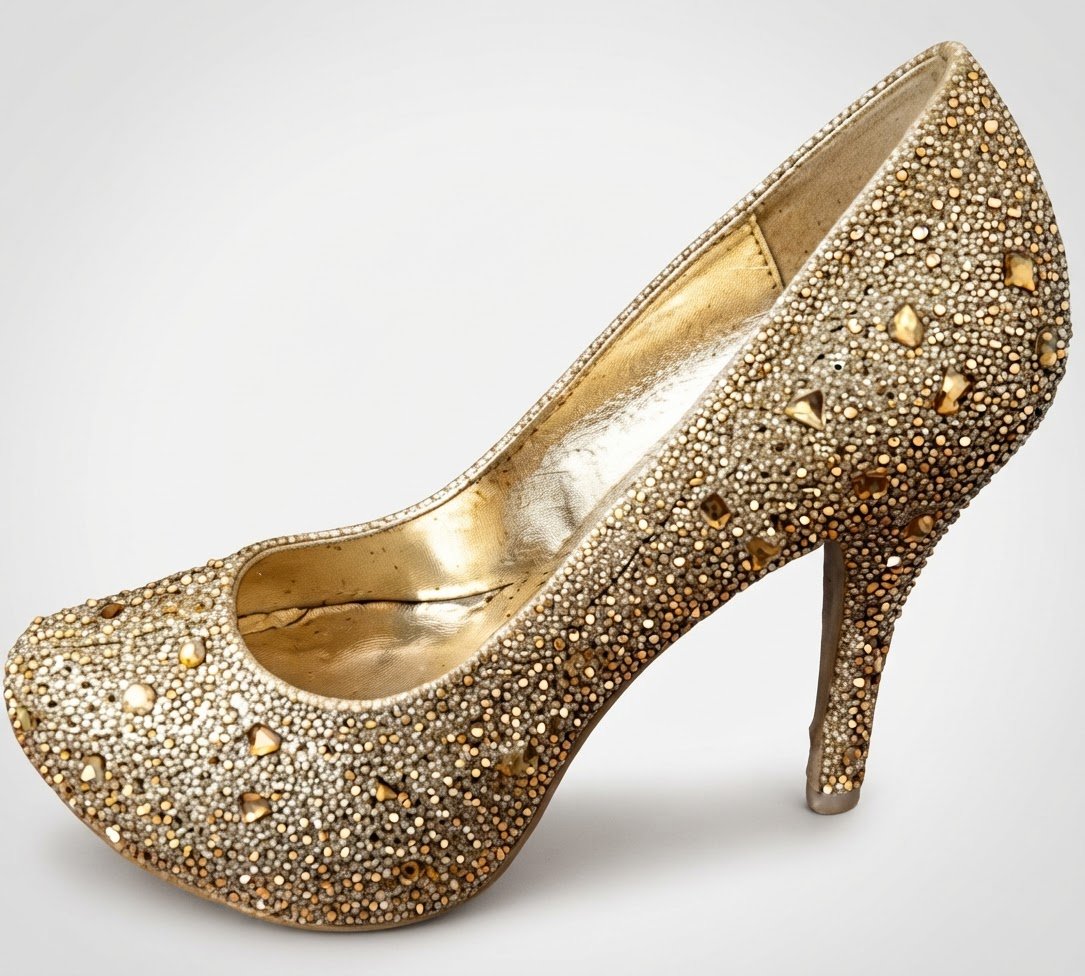 Escarpins plateforme strass dorés