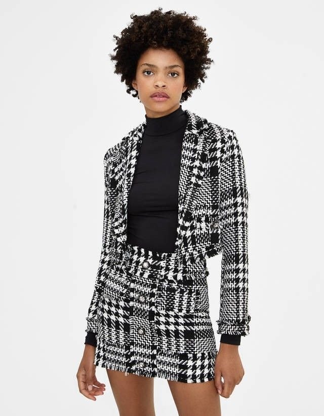 Veste courte en tweed bershka