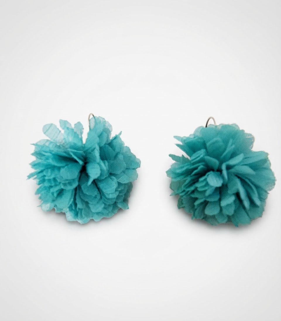 Boucles d'oreilles fleurs en tissu