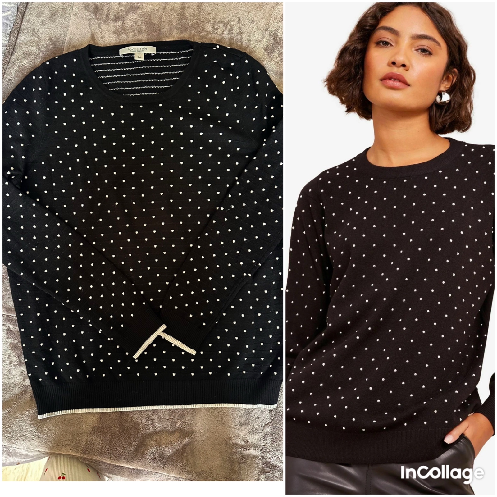 Pull noir a petit pois 