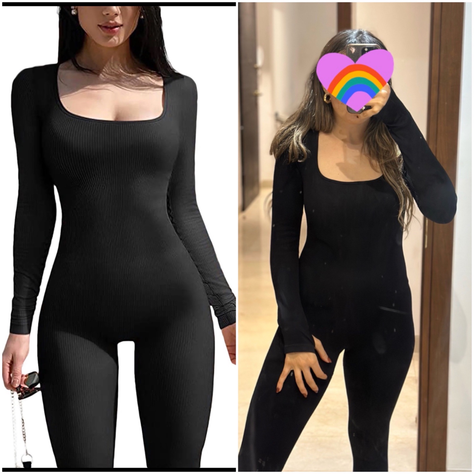 Combinaison noir a col carre pour sport et yoga 