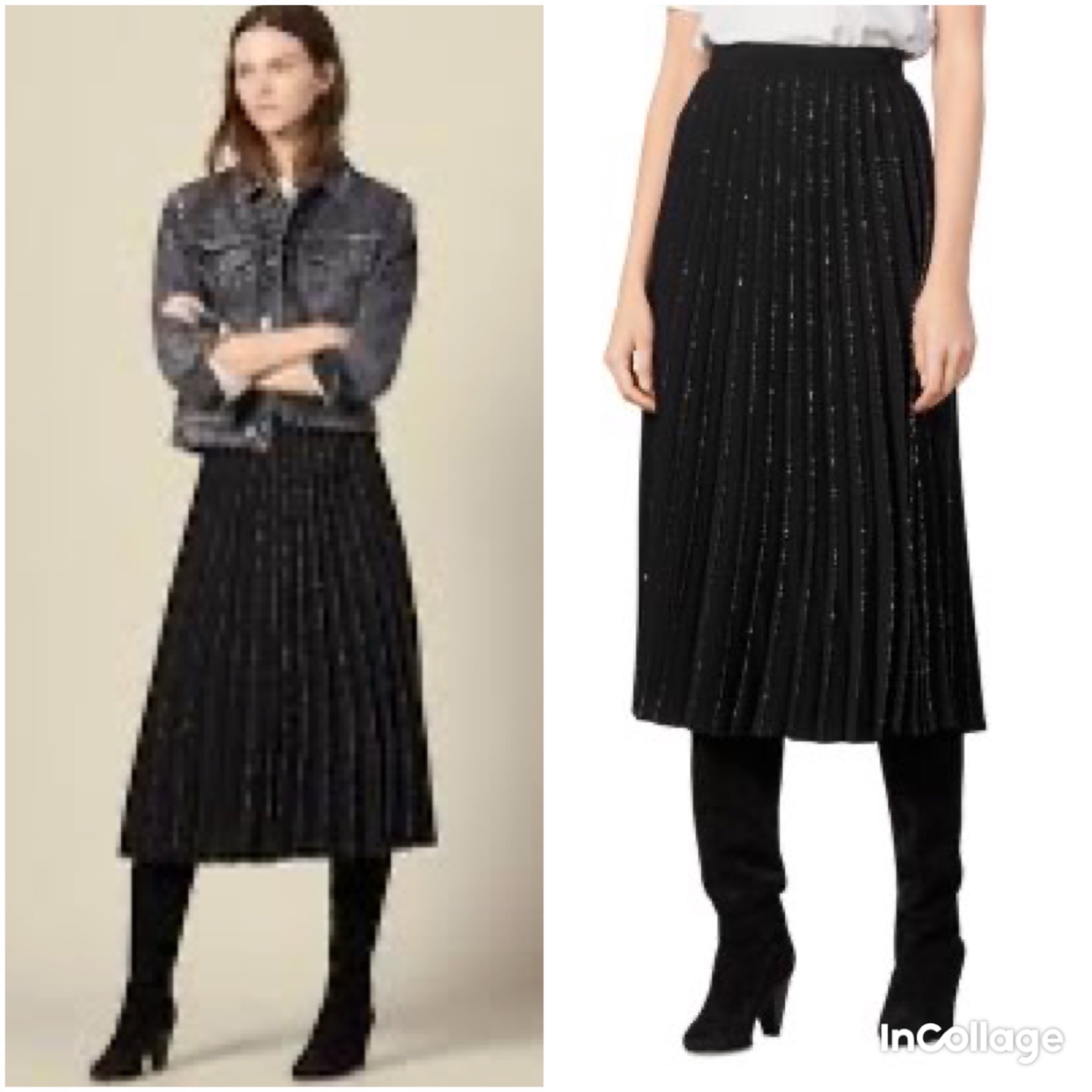Jupe midi plissée a pailettes 