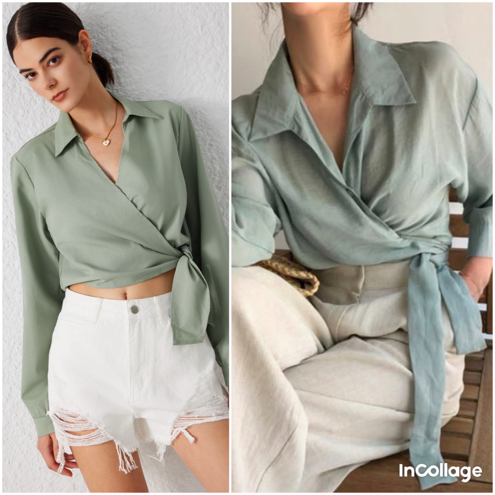 Chemise kaki en lin ZARA