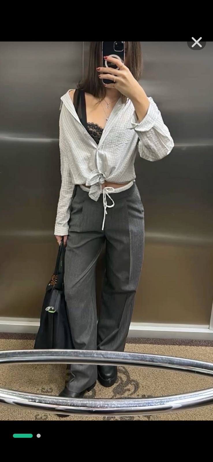Pantalon ZARA gris fluide 