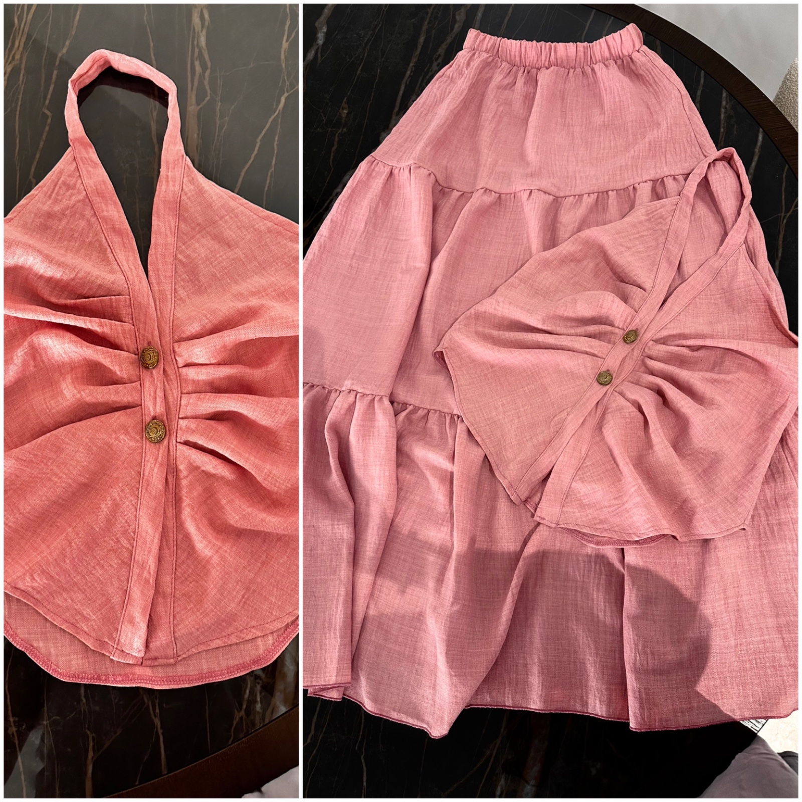Set rose haut + jupe 