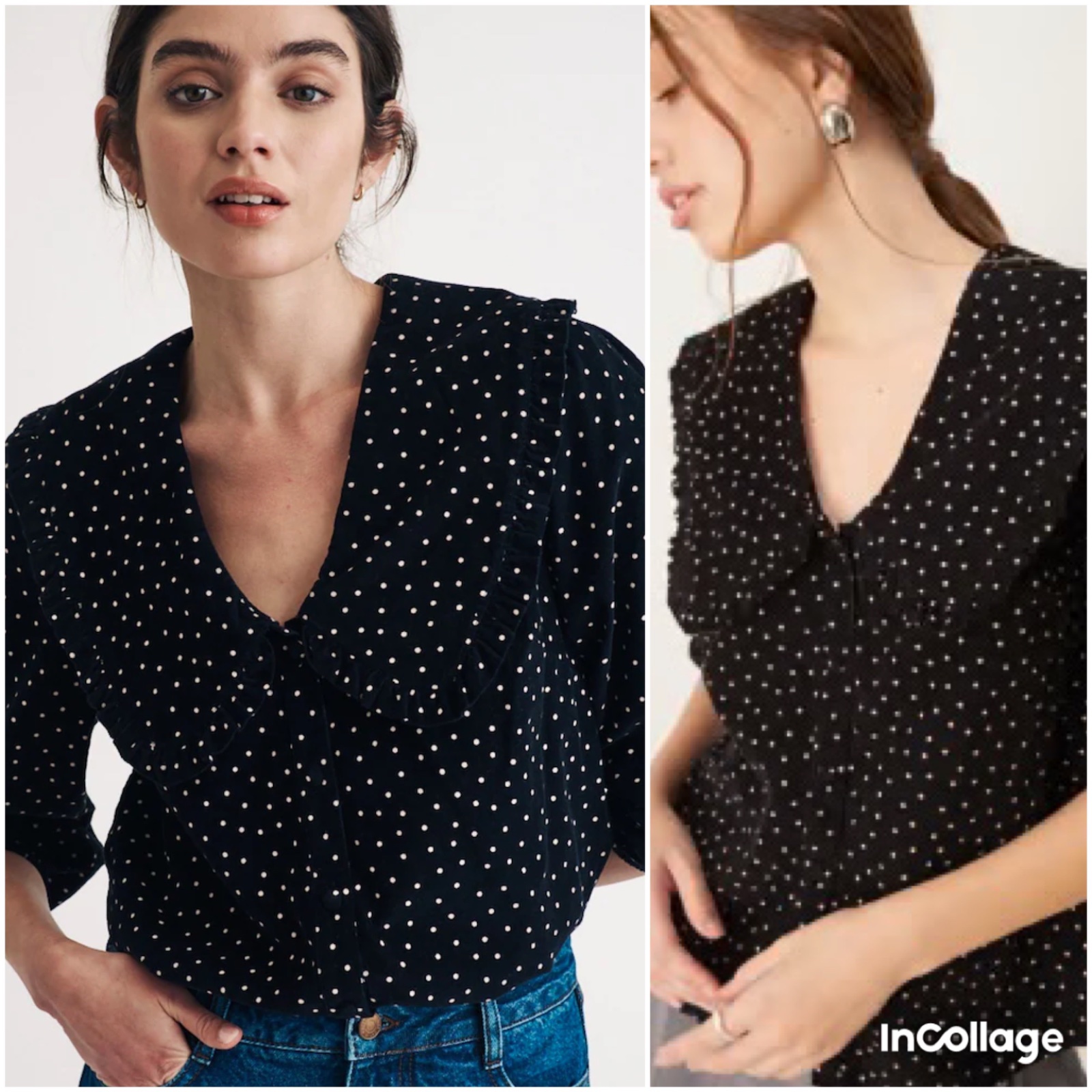 Jolie chemise avec col claudine a pois ASOS velour 