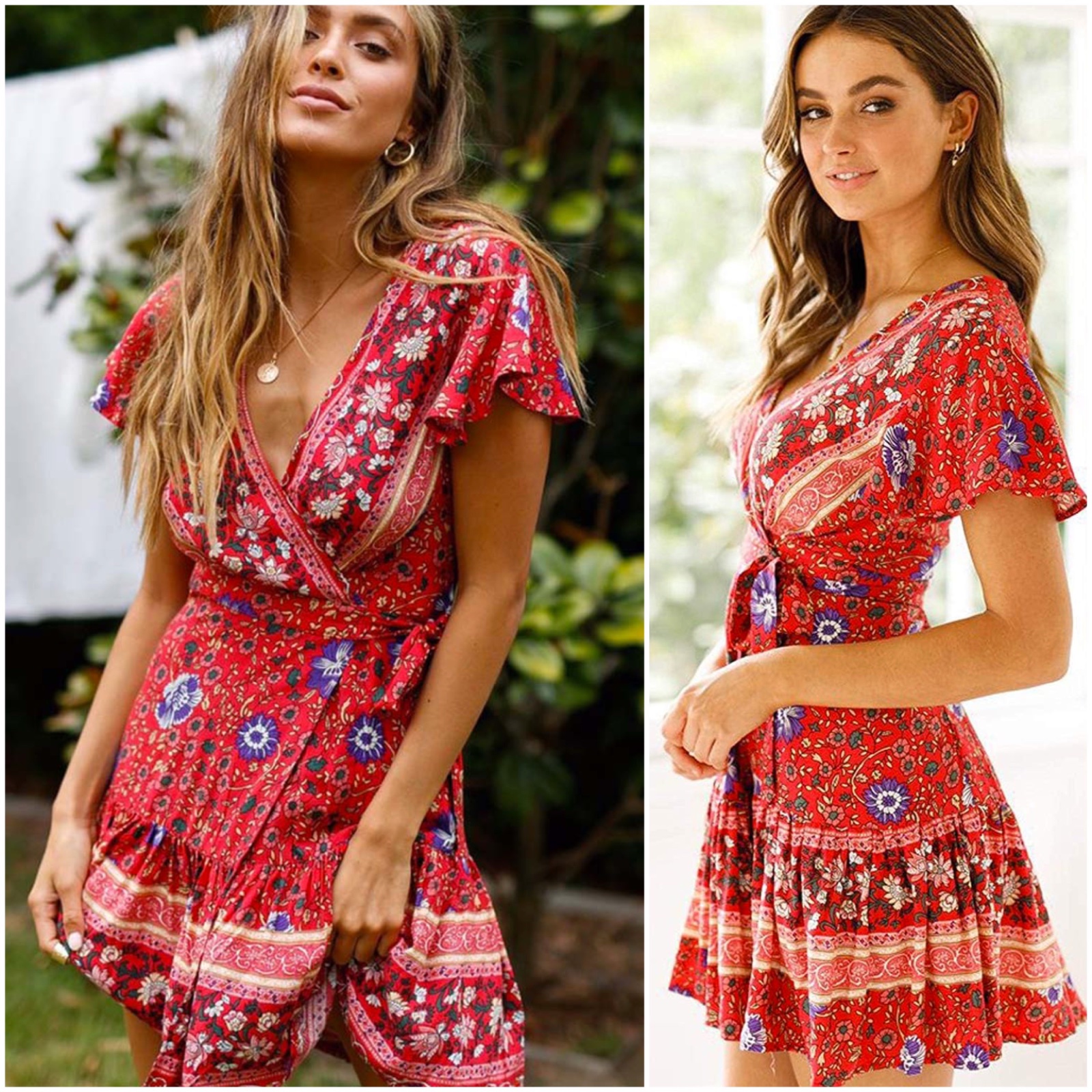Jolie robe portfeuille a fleurs 