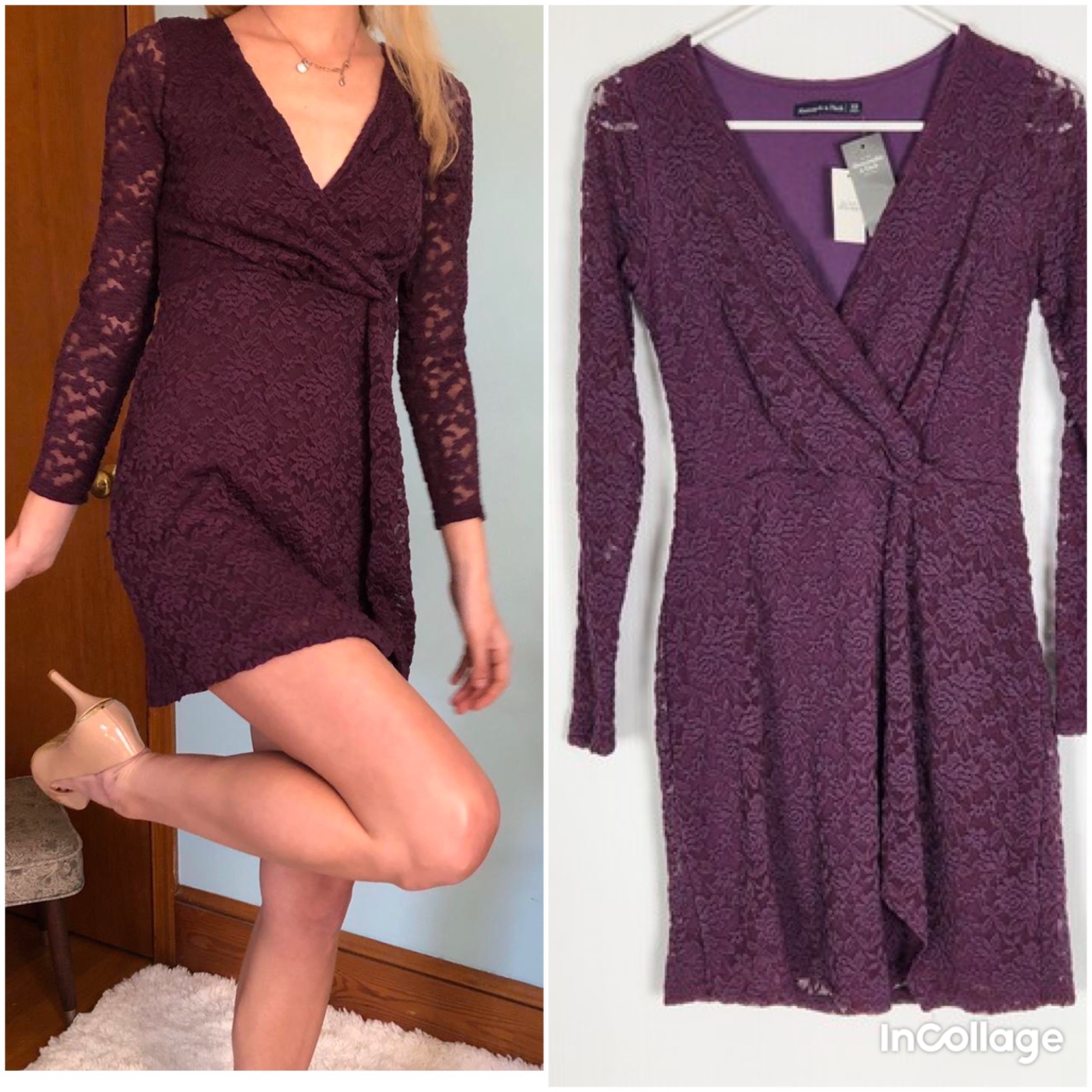 Robe portfeuille dentelle a motif fleurs 