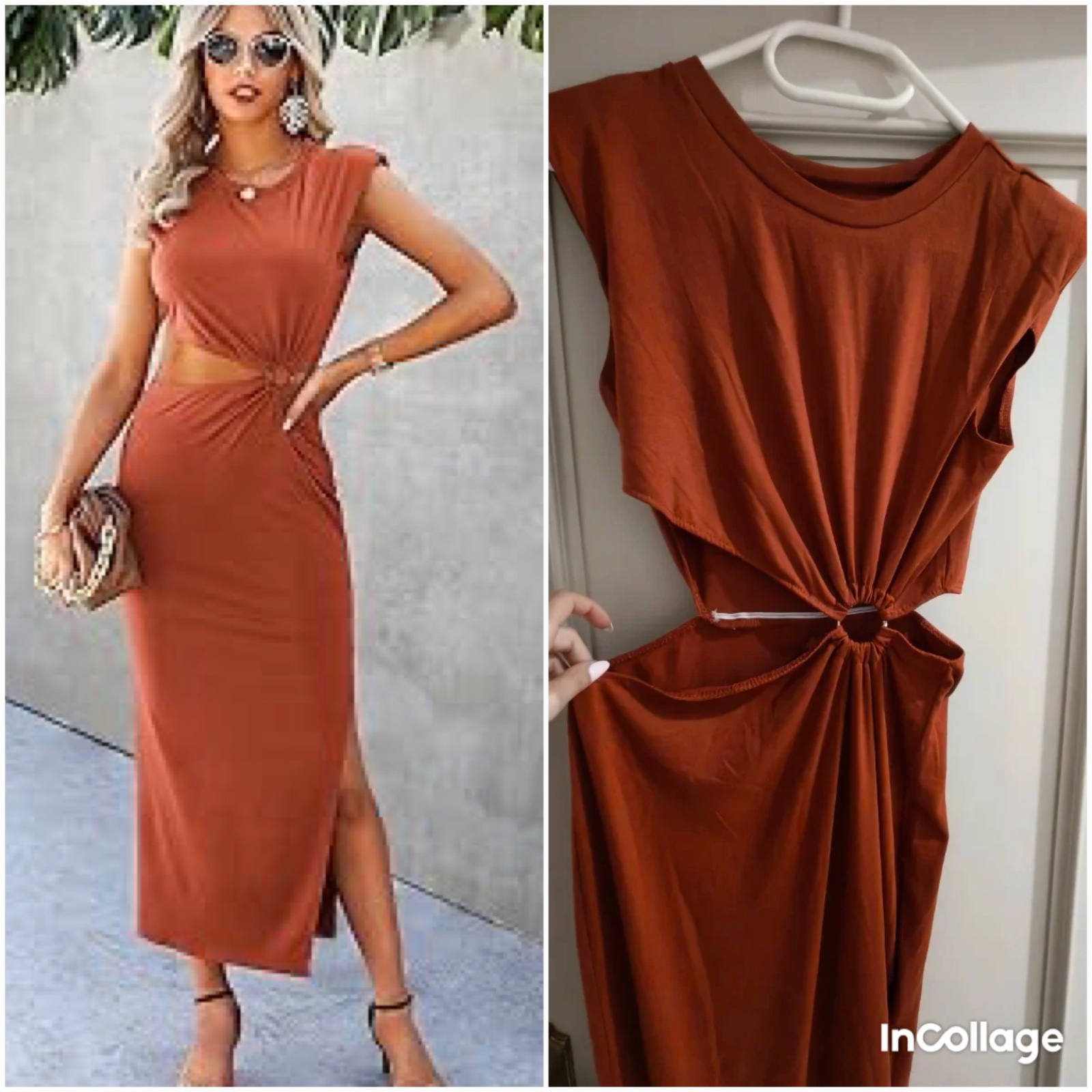 Jolie robe orange avec fente 