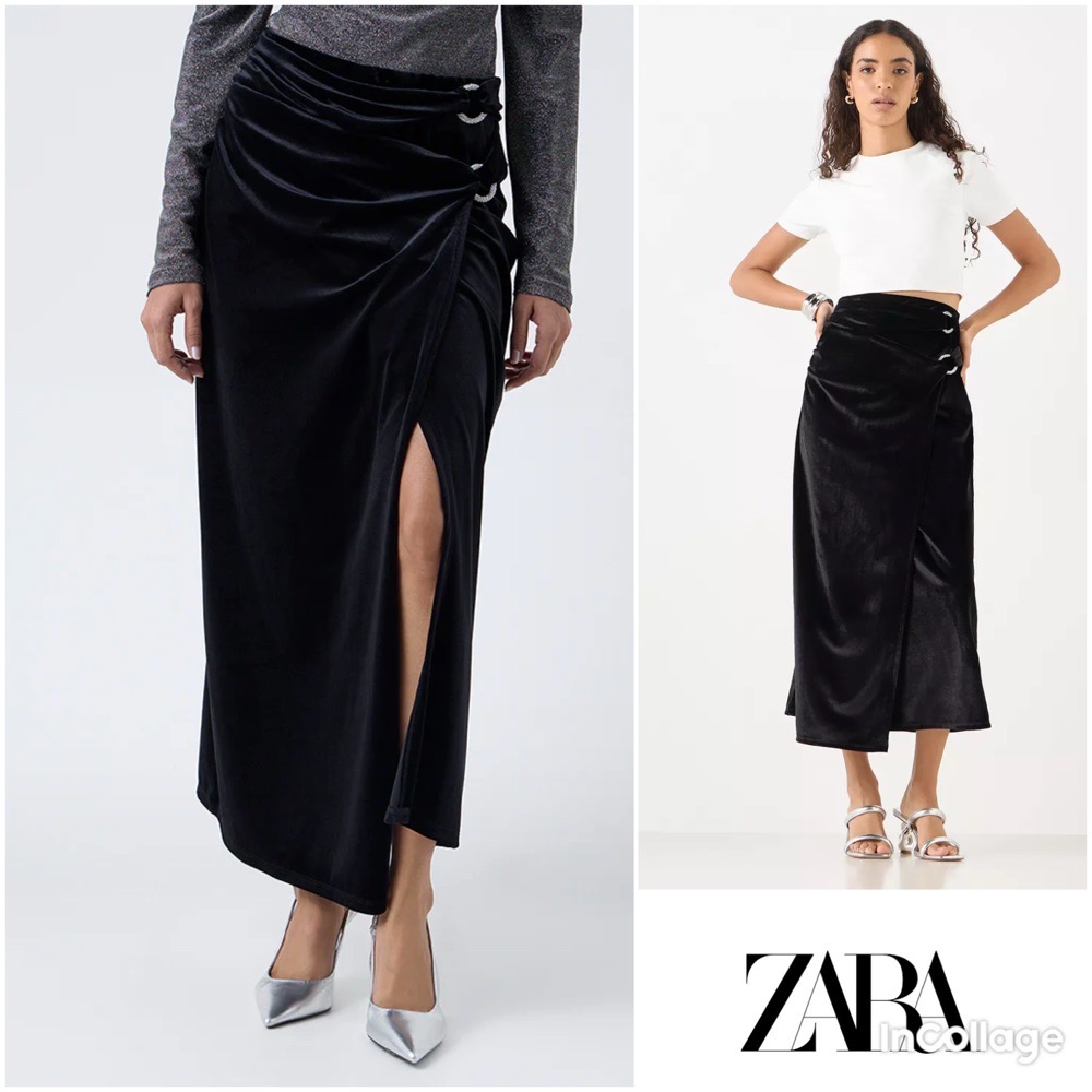 Jupe zara en velours avec fente 