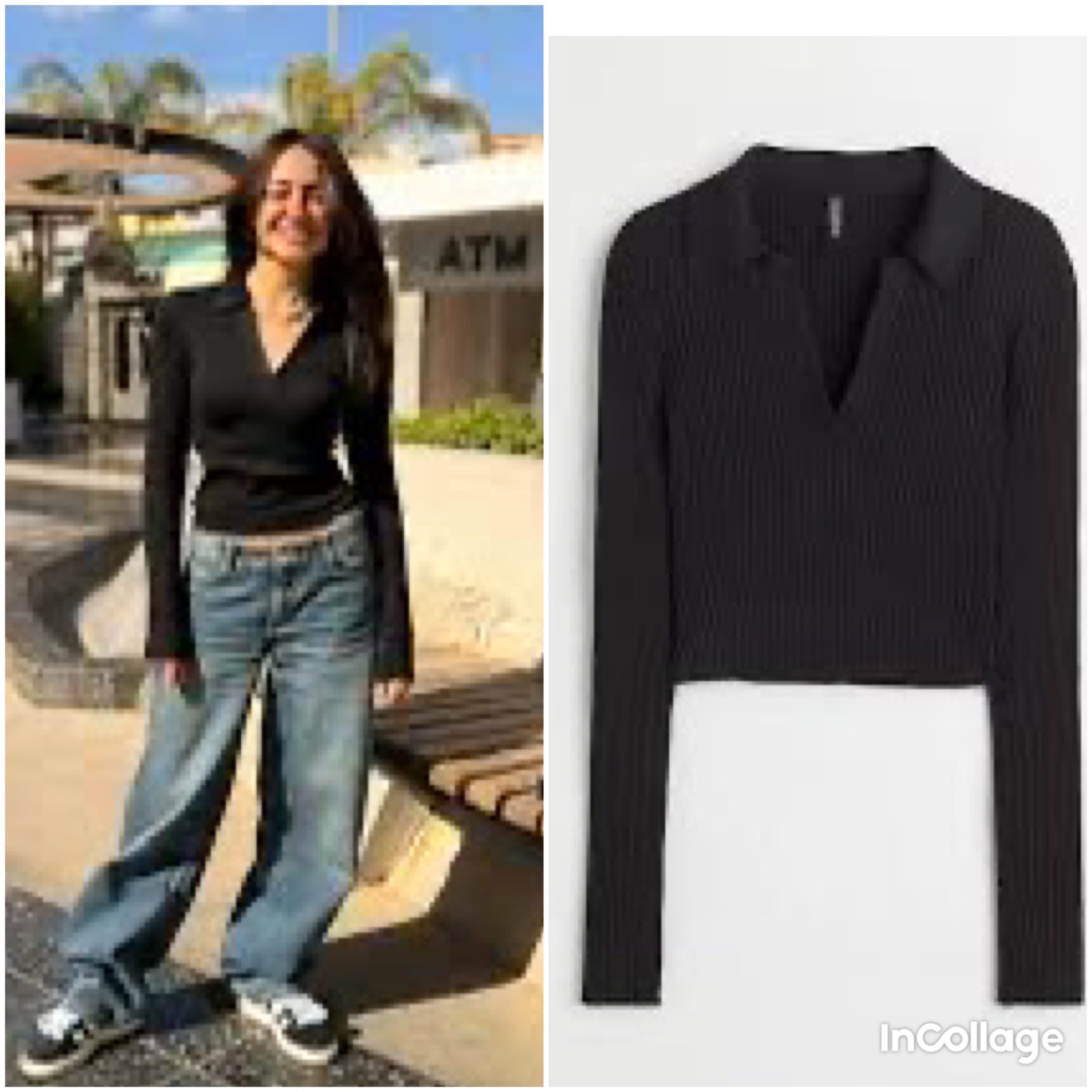 Top en maille cotelé H&M avec col 