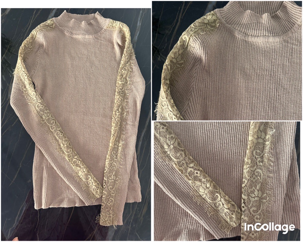 Pull basique avec details en dentelle 