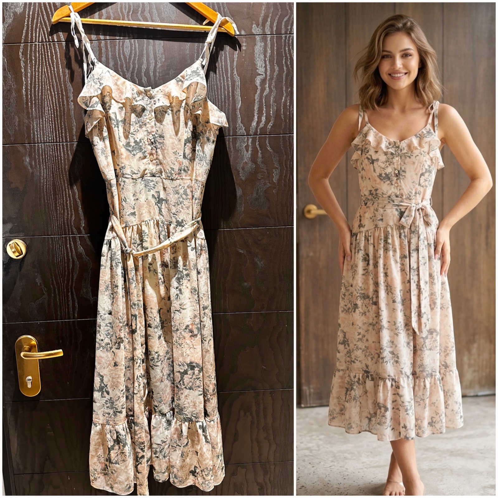 Chelsea & Violet Blush Floral Midi Dress