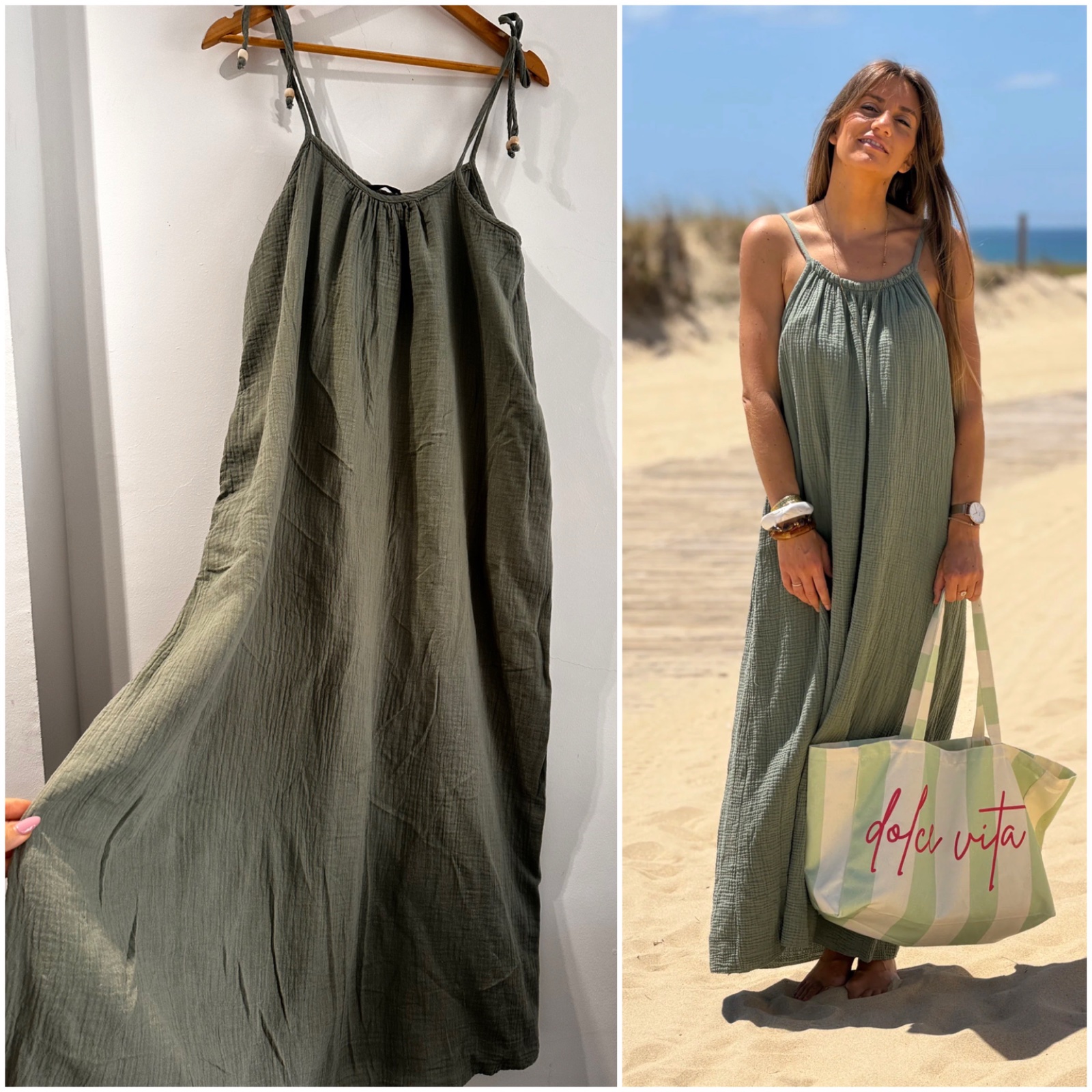 Robe kaki dune 100% cotton !!