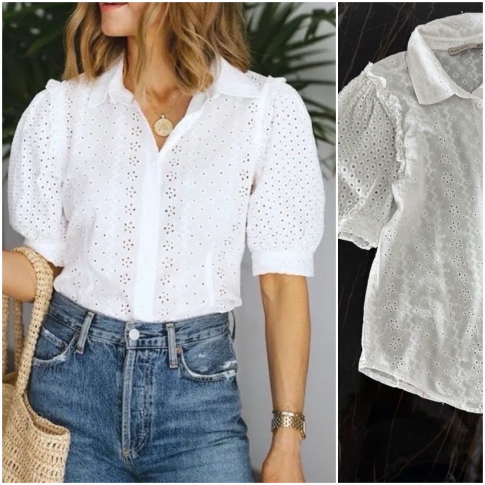 Petite chemise blanche en broderie anglaise 