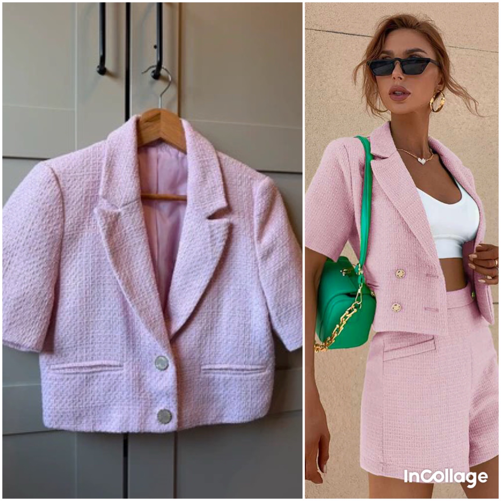 Blazer pink en tweed !