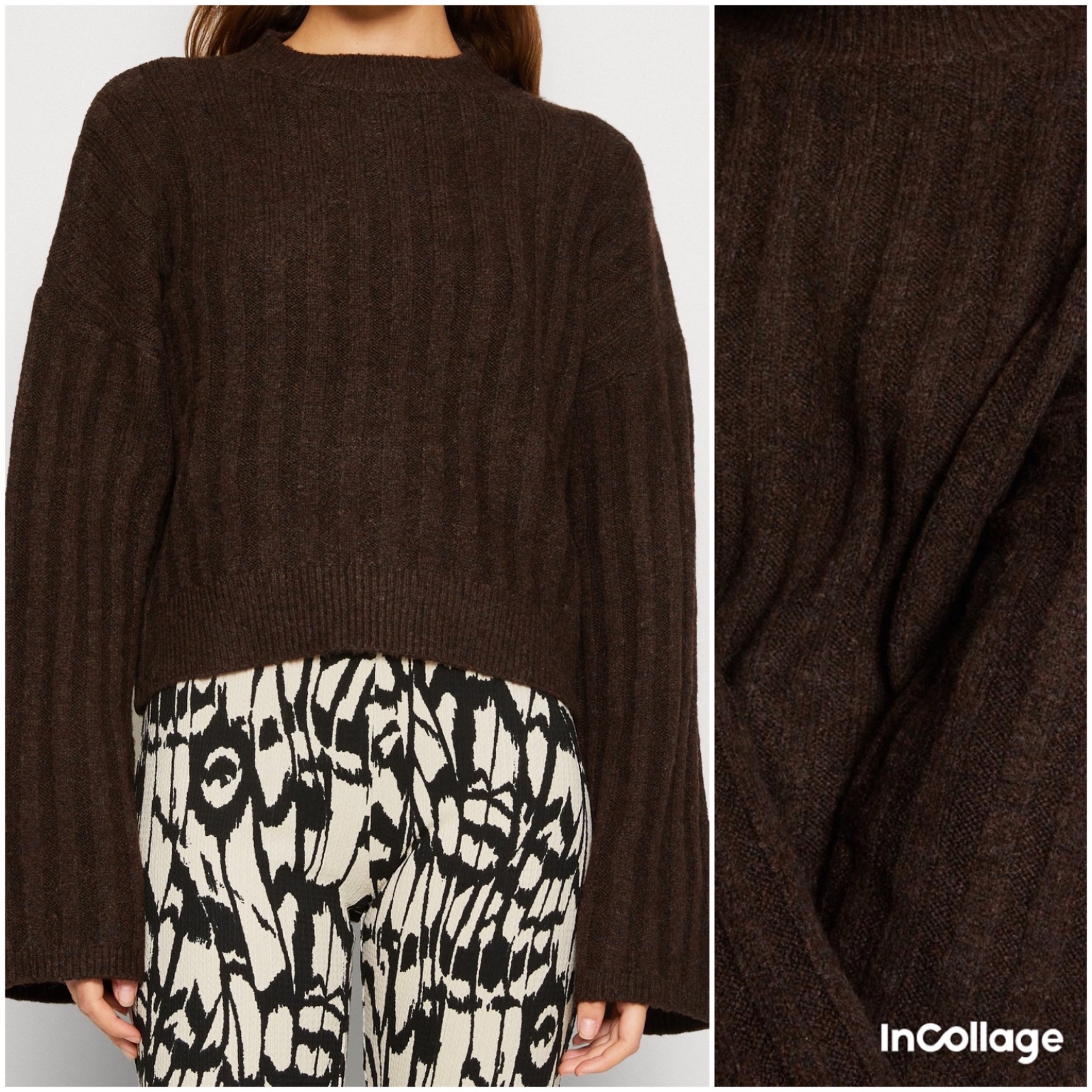 Pull en marron avec les manches larges 
