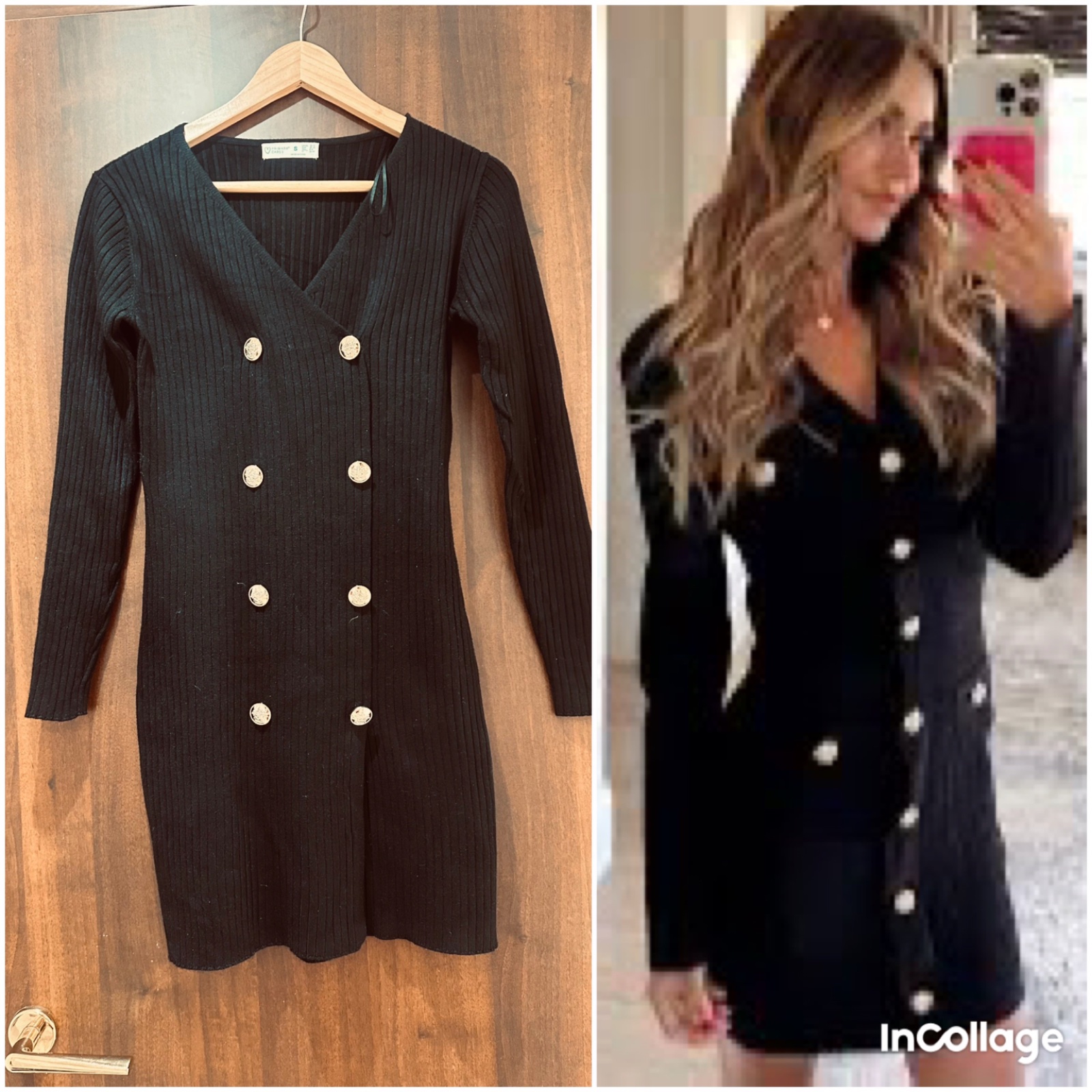 Petite robe noir avec boutonnage en doré