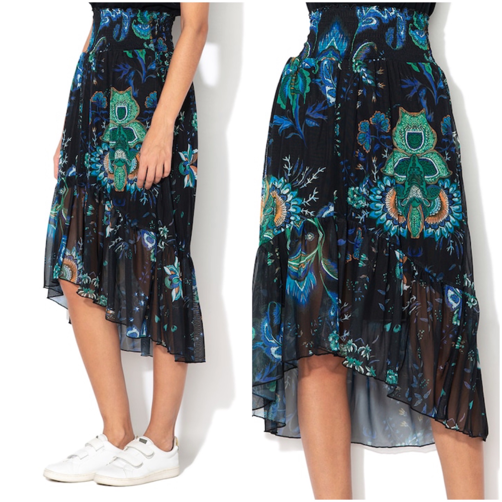 Jupe midi DESIGUAL imprimé floral 