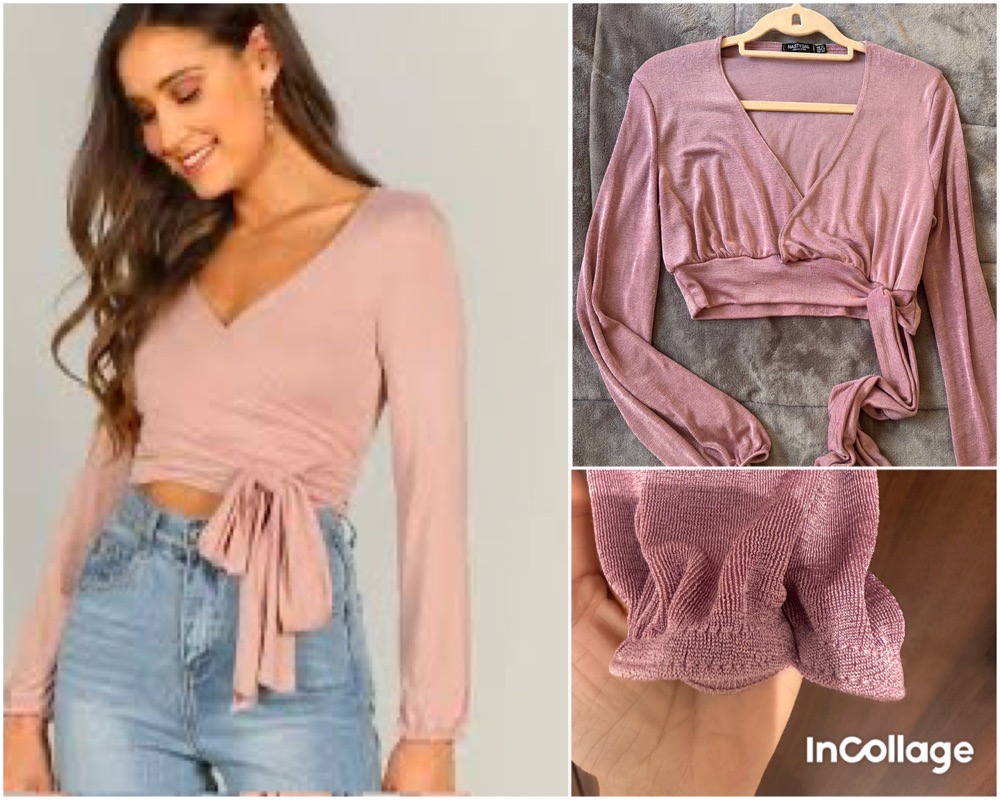Haut cache coeur en rose metallisé
