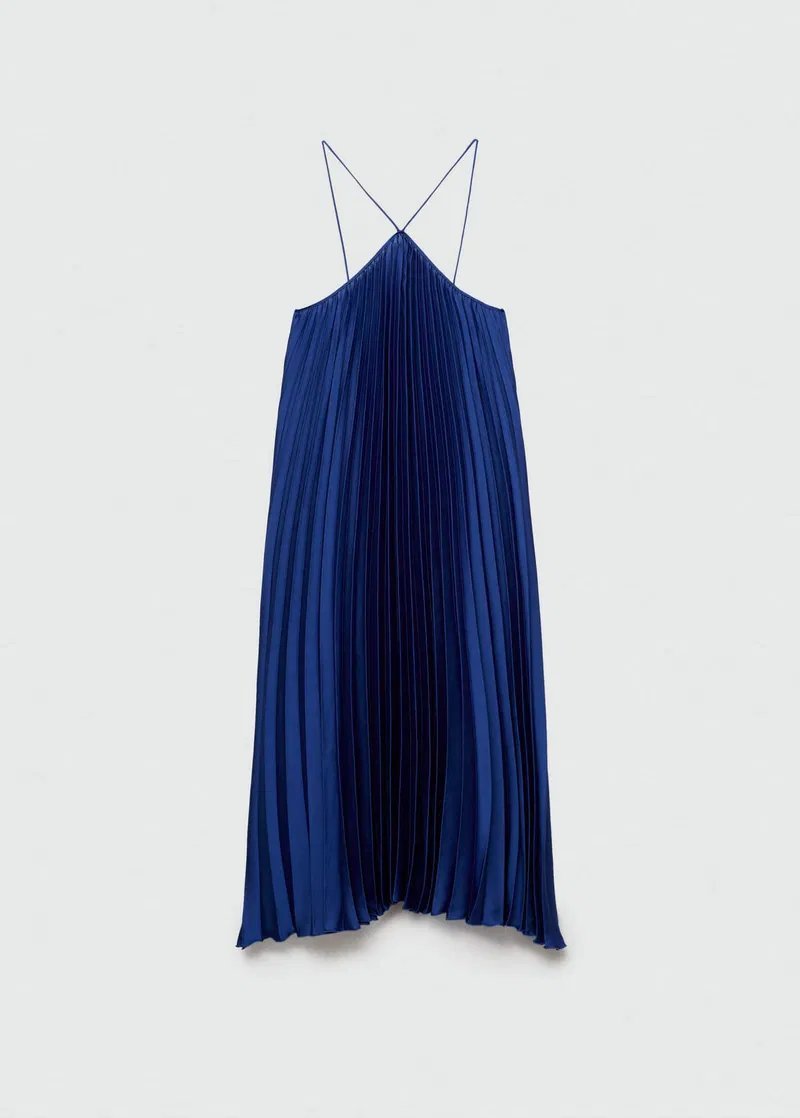 Robe longue plissée MNG – Bleu nuit 💙