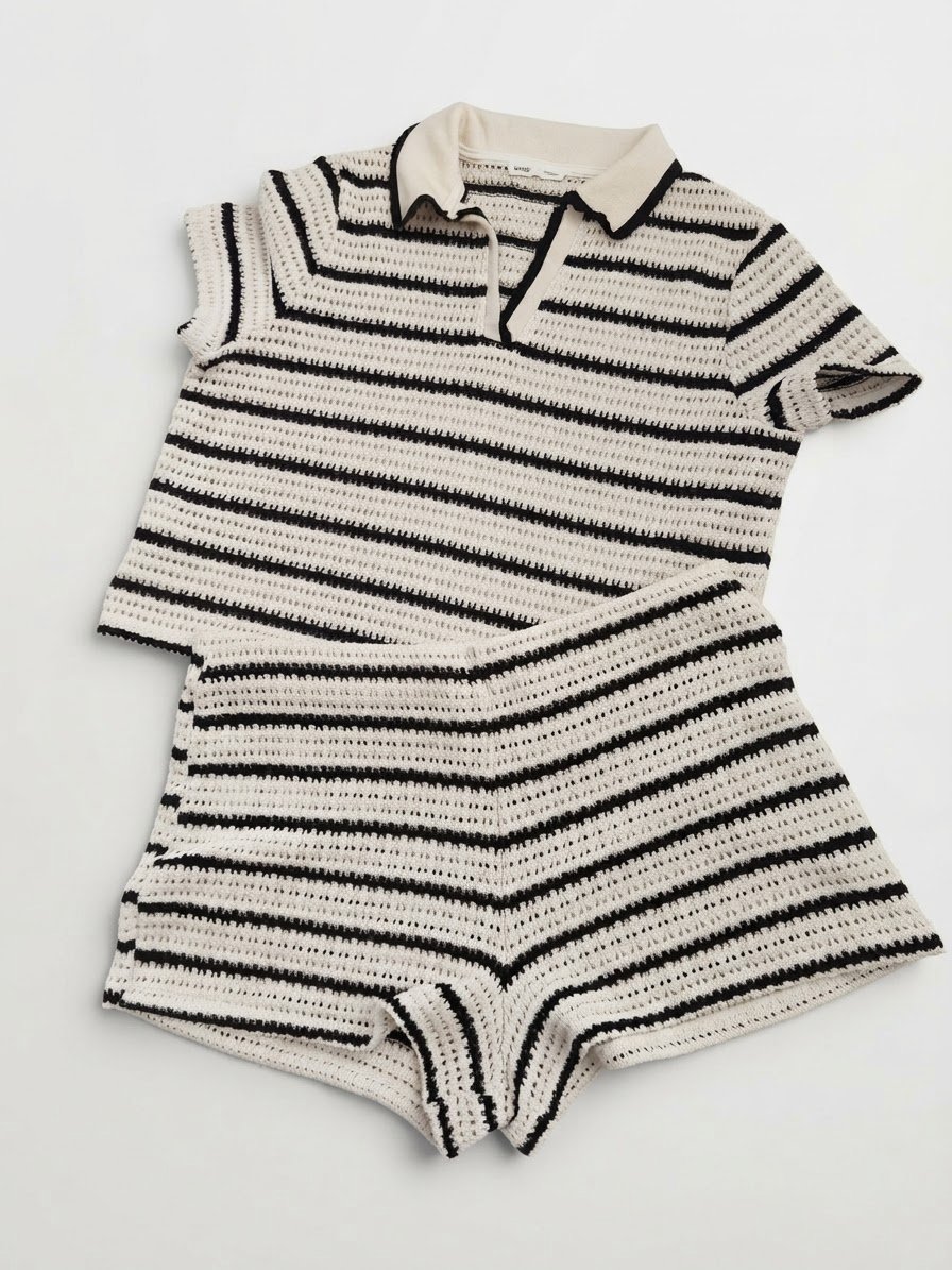 Casual Mango Miffy striped crochet knit co-ord