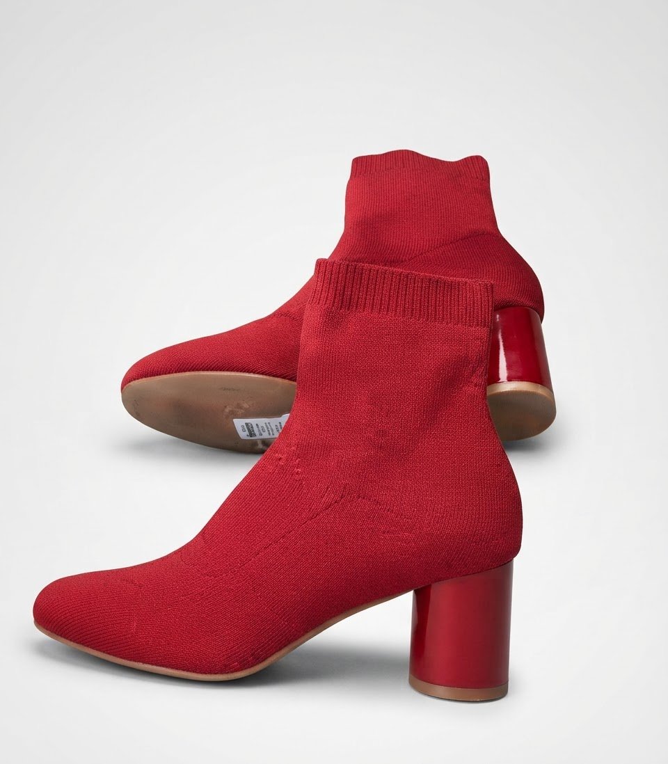 ONLY – Bottines chaussettes rouges à talon