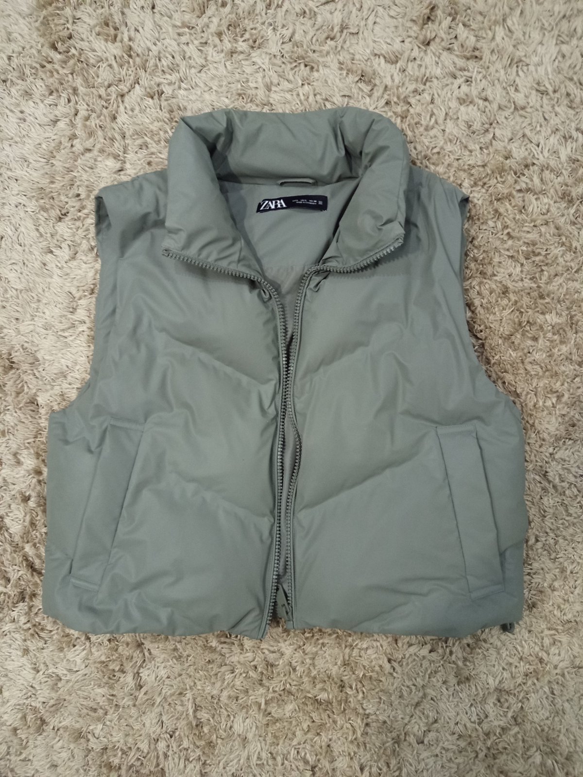 Gilet matelassé Zara femme – Vert kaki/gris – Taille L