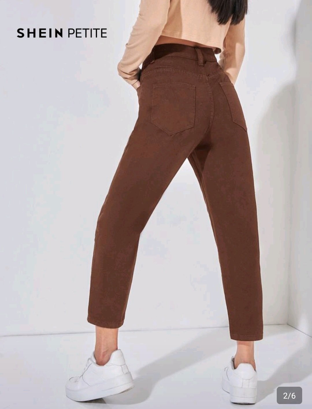 Pantalon jean momfit marron petite 