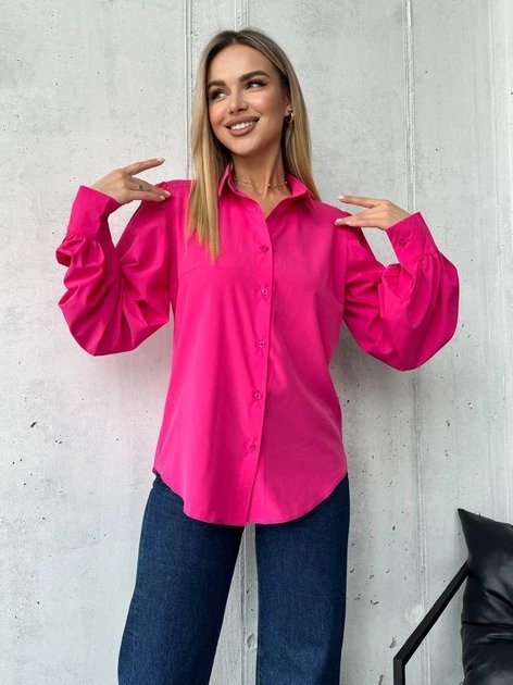 Chemise rose bonbon marque shein en tissu popline fluide taille S