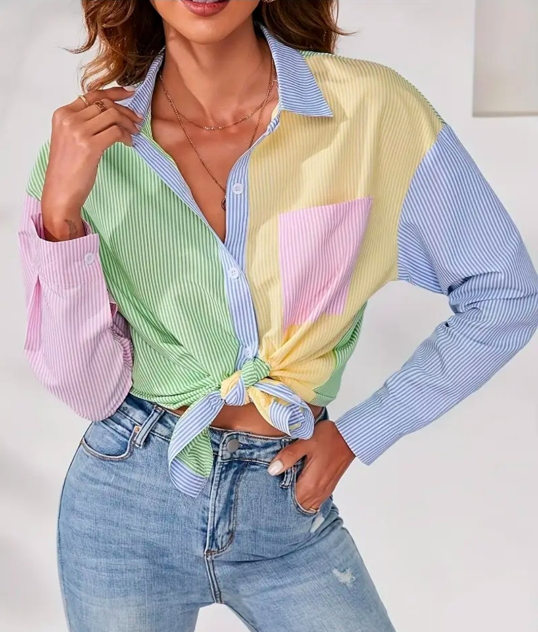 Chemise Color block tendance shein neuf 