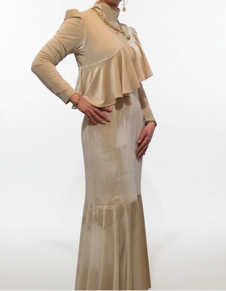 ROBE en velour extensible coupe sirène porté seulement une fois taille S/M