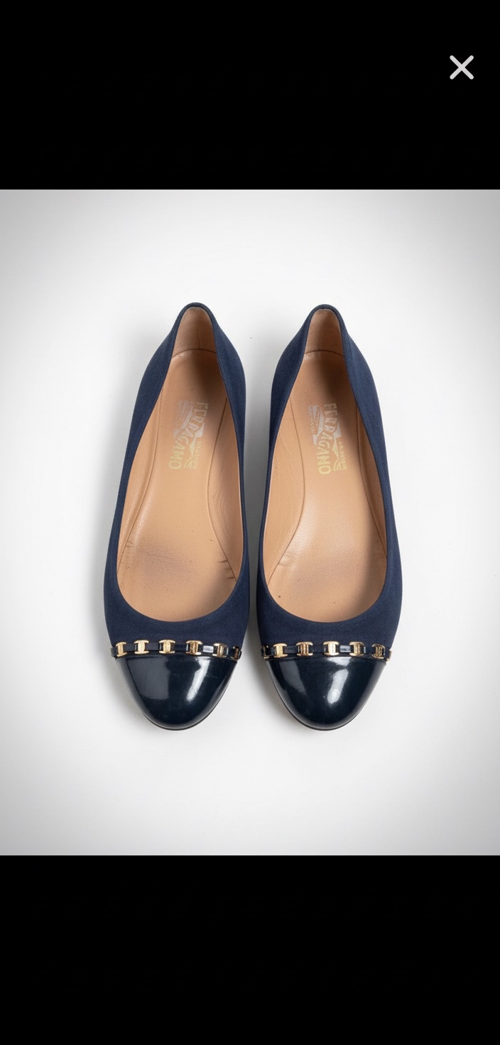 Ballerines en dain et cuir vernis SALVATORE FERRAGAMO